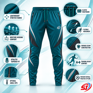 Custom <b>Men</b>’s Soccer Training <b>Pants</b> Teal Drift Tapered Performance Joggers - Product Image 5