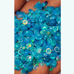 520 pièces d'opale éthiopienne bleue naturelle 6x4mm 7x5mm 8x6mm 9x7mm Cabochon ovale 134 cts lot Iroc ventes teint opale cabine de pierres précieuses en vrac - Product Image 3