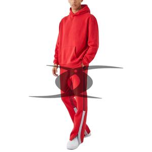 Survêtements d'hiver à impression puff, survêtements personnalisés en coton à deux pièces, coupe ajustée, sweat-shirts à fermeture éclair, pantalons de survêtement évasés, ensemble de jogging pour hommes - Product Image 1