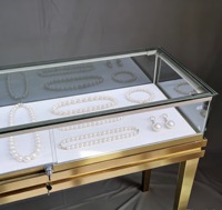 VENTE FLASH Meishi MS-0012 Vitrine à bijoux moderne en acier inoxydable avec éclairage LED, verre trempé, personnalisation du logo