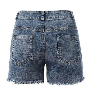 Pantalones cortos vaqueros ligeros hechos a medida para la venta en línea Pantalones cortos vaqueros hechos de algodón de la mejor calidad para mujer - Product Image 2