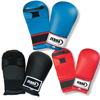 Gants de karaté sparring style WKF sans protection du pouce en cuir PU bleu rouge blanc mitaines d'arts martiaux pour enfants et adultes