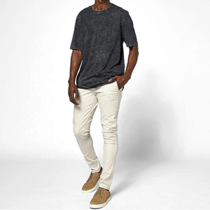 Camiseta Oversize para Hombre, Lavado Ácido, Tallas Grandes, Lisa, Estilo Vintage Streetwear, Algodón Pesado, Ajuste Holgado, Transpirable, Hip Hop, Casual, Verano - Product Image 2