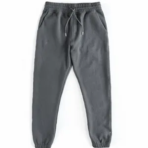 Pantalones de chándal grises de lana de algodón pesado para clima frío invierno hombres Jogger pantalones casuales con bolsillos laterales - Product Image 1