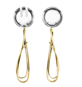 Couverts à manche dorés Vaisselle de service alimentaire Argenterie Serveur de salade Accessoires de salle à manger Couverts Ustensiles de cuisine Couverts - Product Image 1