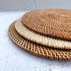 Manteles Individuales Redondos Hechos a Mano de Ratán Natural, Ecológicos, Vintage, Decoración Rústica, Decoración Boho para Mesa - Product Image 5