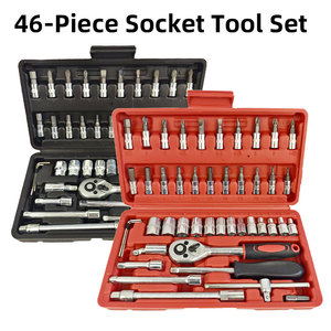 Set di Chiavi a Bussola e Cricchetto da 46 Pezzi con Attacco da 1/4 di Pollice, Inserti Metrici, Barra di Prolunga, Utensili Manuali in <span class=keywords><strong>Valigetta</strong></span> - Product Image 2