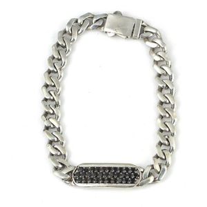 Bracelet gourmet en argent sterling 925 avec cristaux de zircon noir - Product Image 1