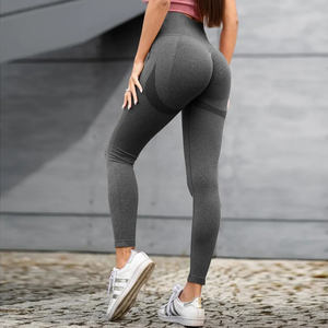 Couleur unie taille élastique femmes Gym Yoga Leggings pantalon pour Fitness dames Gym entraînement Leggings OEM personnalisé - Product Image 4