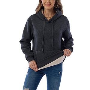 Womens Casual Winter Warm Fleece Sherpa Lined Pullover Hooded <b>Sweatshirt</b> <b>Black</b> Pullover Hoodies for <b>Ladies</b> - Product Image 4