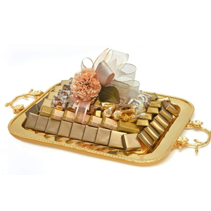 Handcrafted Handmade <b>Chocolate</b> Serving Platter Finest Quality Gold Metal <b>Chocolate</b> Sweets Serving Tray For Special Events Use - Product Image 5