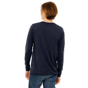 52% Airlume Combed and <b>Ring</b> Spun Cotton 48% Poly 32 Single 4.2 oz Columbia Blue Unisex Heather CVC Long Sleeve T-Shirt - Product Image 3