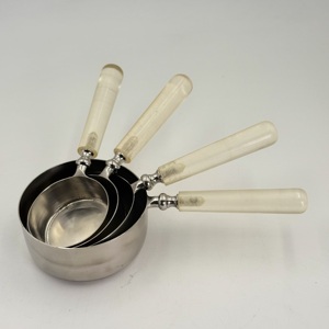 <b>Set</b> of 4 Stainless Steel <b>Measuring</b> <b>Cups</b> with Transparent Resin Handles Durable and Stylish for Accurate Cooking and Baking - Product Image 4