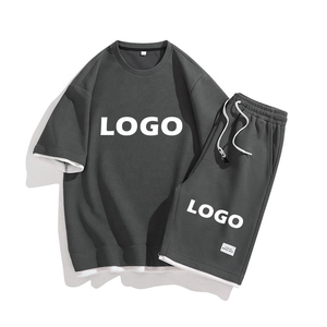 Ensemble pour hommes de haute qualité imprimés personnalisés Streetwear survêtement décontracté hommes à manches courtes T-Shirt Shorts 2 pièces ensembles pour hommes - Product Image 4