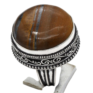 Anillo Vintage de piedras preciosas de ojo de Tigre, diseños exóticos únicos, símbolo cristiano, bonitos minoristas de moda, joyería Vintage para mujer, anillo - Product Image 3