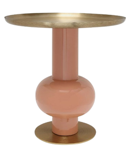 Muebles de decoración del hogar, mesa auxiliar moderna, parte superior redondeada, mesa auxiliar de Metal con recubrimiento de polvo amarillo, muebles de sala de estar - Product Image 4