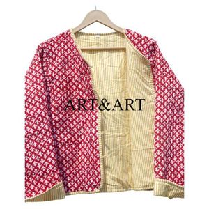 เสื้อถักลายดอกไม้พิมพ์ลายบล็อก ผ้าฝ้ายออร์แกนิก ระบายอากาศได้ดี เป็นมิตรกับสิ่งแวดล้อม ผลิตด้วยมือสำหรับผู้หญิง ผ้าฝ้าย 100% แบบเย็บติดกัน คอวี แขนยาว - Product Image 5