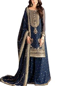 Robes de mariée indiennes traditionnelles en soie georgette, longueur au sol, coupe ample, collection Salwar Kameez, robe de soirée la plus vendue - Product Image 1