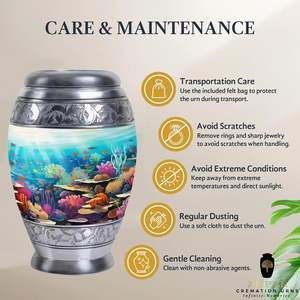 Urnas de cremación de aluminio hechas a mano, diseño de peces, urnas de cremación con revestimiento Meena, diseño a prueba de fugas, recuerdo 3 Cu y grande 220 Cu - Product Image 3