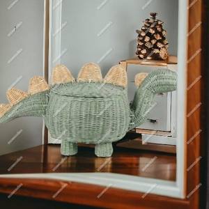 Nuevo artículo, cesta de dinosaurio pequeño, cesta de almacenamiento de ratán Natural para niños, bonita cesta de lavandería hecha a mano, regalo para niños - Product Image 3