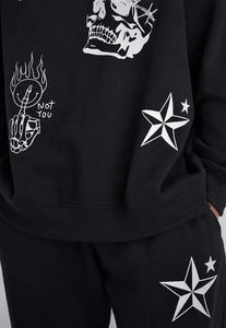 Nouvel ensemble de survêtements 2 pièces pour homme 2026, en molleton de coton, avec sweats à capuche à épaules tombantes et impression sérigraphiée, pour l'entraînement et le jogging - Product Image 3