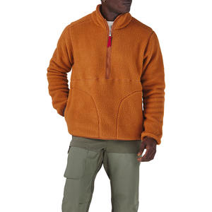 <b>Men's</b> Unisex Lightweight Coated <b>Sherpa</b> Fleece <b>Jacket</b> Stand Collar Front Logo Half Zipper Breathable Eco-Friendly for Outdoor Use - Product Image 1