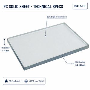 Panneau solide en polycarbonate Lanyu robuste <span class=keywords><strong>de</strong></span> 8 mm, insonorisant, avec revêtement UV transparent, pour barrière anti-bruit autoroutière, 500 m², vente en gros - Product Image 1