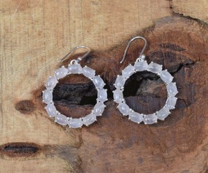 Boucles d'oreilles en argent sterling 925 avec quartz rose fait main, bijoux élégants en pierres précieuses, mode féminine, cadeau - Product Image 5