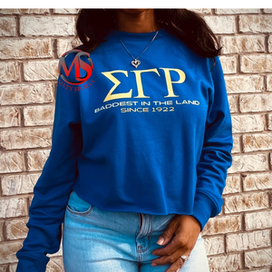 Nouveau à la mode femmes sweats bas ourlet col rond Sigma Gamma Rho sororité manches longues Chenille broderie attirail - Product Image 4