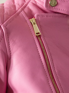 Chaqueta de cuero transpirable de nuevo diseño de invierno 2024 para damas recortada con cremallera y bolsillos interiores estilo moderno OEM disponible - Product Image 3