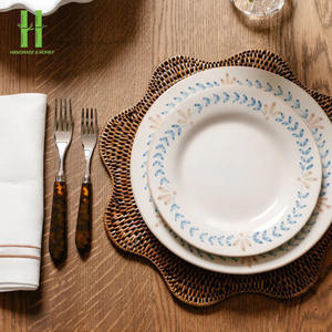 Wholesale HNH Craft Bohemian Eco-Friendly <b>Bamboo</b> Flower Scalloped Placemat Hand Woven Vietnam Origin for Table Decoration - Product Image 5