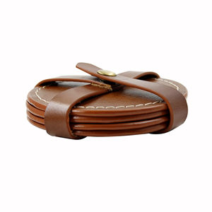 Posavasos de cuero negro de proveedor mayorista indio, juego de 5 posavasos decorativos de mesa, posavasos de cuero de calidad superior a la venta - Product Image 6