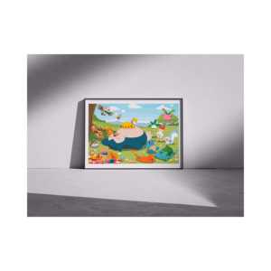 Póster de pared de Pokémon de estilo moderno con diseño de picnic y marco negro - Product Image 1