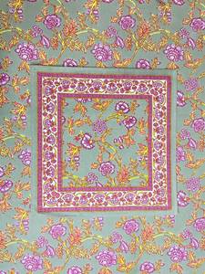 Handmade 6-Seater Rectangular Cotton <b>Tablecloth</b> Indian Block Print Design with Floral Napkin Set for Dining Table Cover - Product Image 6