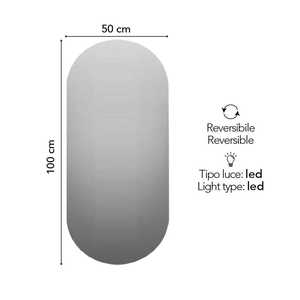 กระจกห้องน้ำรูปวงรีแบบพลิกกลับได้ ขนาด 50x100 ซม. พร้อมไฟ LED ด้านหลัง - Product Image 3