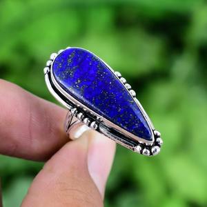 Anillo giratorio de lapislázuli de piedras preciosas hechas a mano de Plata de Ley 925, diseño clásico estampado 925, regalo de boda, anillo de promesa, joyería - Product Image 4