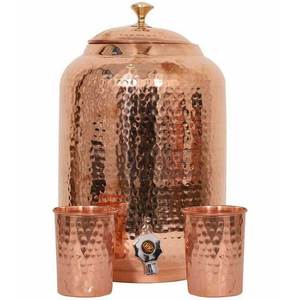 Ensemble de distributeurs d'eau artisanaux de nouvelle conception 100% exportateur de boissons en cuivre d'Inde avec qualité d'exportation - Product Image 5