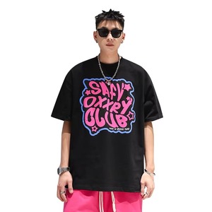 Comprar al por mayor OEM personalizado serigrafiado Camiseta 100% algodón 300 gramos manga corta suelta cuello redondo Casual alfabeto - Product Image 6