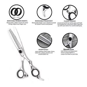 ชุดกรรไกรตัดผมสแตนเลสสำหรับช่างตัดผมพร้อมกรอบหนัง PU กรรไกรใบมีดคมสำหรับกรรไกรตัดผมแบบออกแบบได้ตามที่ต้องการ - Product Image 3