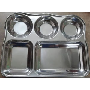 Plateau de service rond en acier inoxydable KVR 2026 pour aliments, plat à thali, pour un usage quotidien, fête, restaurant - Product Image 1