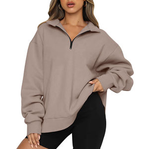Custom Half <b>Zip</b> Hoodies & Sweatshirts For <b>Women</b> High Quality Fleece Oversized Sport <b>Quarter</b> Zipper Pullover Sweater For <b>Women</b> - Product Image 2