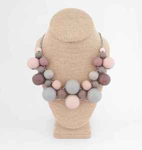 Collar de cuentas redondas de madera para boda, collar grueso de moda, de madera - Product Image 1