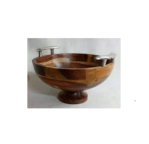 Bol en bois de forme ronde de haute qualité avec poignée en laiton Taille personnalisée Échantillon durable et gratuit Grand prix à vendre - Product Image 6