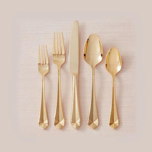Golden Cutting Handle Luxury Hotel Wedding Restaurant Cutlery Set Stylish Handle <b>Gold</b> Polished Flatware Set - Product Image 3