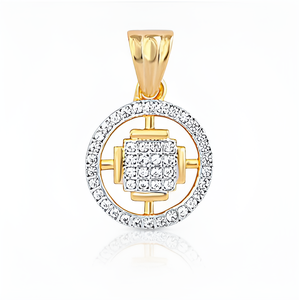 Piedra preciosa CZ de corte brillante redondo, Plata de Ley 925 con colgante chapado en oro, colgante de moda para regalo de boda o fiesta - Product Image 1