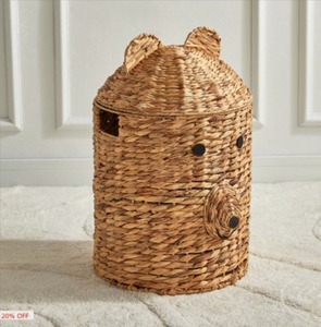 Panier de rangement en rotin tissé en osier pour enfants, jouets élégants faits à la main, organisation de rangement en forme d'animaux mignons - Product Image 1