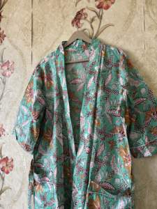 Bata Kimono con estampado Floral para mujer, ligera, 100% de algodón, Vestido de playa de verano para otoño y primavera - Product Image 4