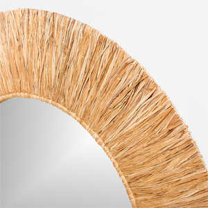 Artesanías Tienphong-Espejo de pared de algas marinas naturales marrón claro, espejos de pared enmarcados decorativos de rafia - Product Image 2