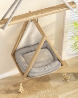 Lit suspendu en coton et bois pour animaux de compagnie, hamac pour chat d'intérieur avec coussin en peluche, rail de rangement écologique