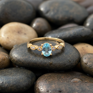 Anillo de ajuste de Punta clásica de Plata de Ley 925 con CZ azul y blanco para regalos de cumpleaños y aniversario de mujeres - Product Image 5